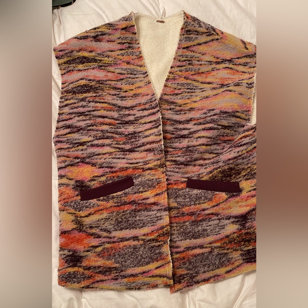 Free People Multicolor Knit Vest with Pockets- medium